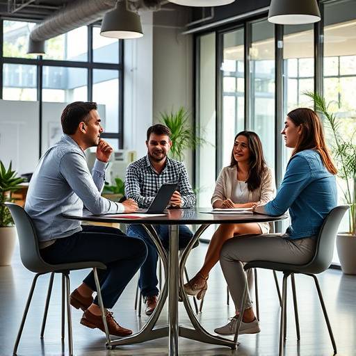 Membros da equipe Clareza Carioca em reunião, discutindo novas abordagens de ensino da dicäão.